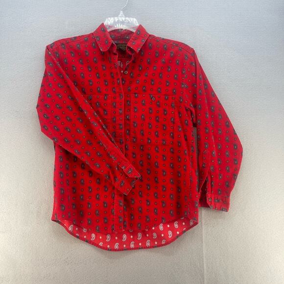 Vintage Eddie Bauer Red Corduroy Paisley Button Down Shirt Women’s Size 8 - Picture 16 of 16